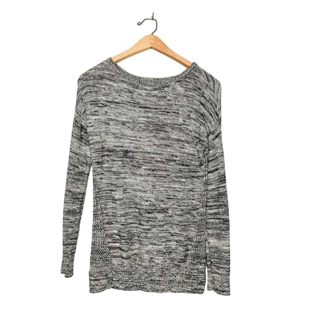 Ann Taylor LOFT Womens‎ Classic Marled Knit Neutral Grey Black Sweater XS